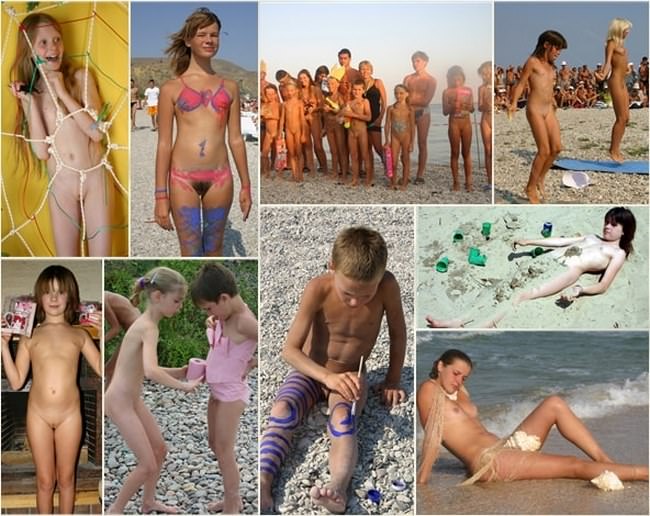 Pure Nudism pictures - Young child gets painted