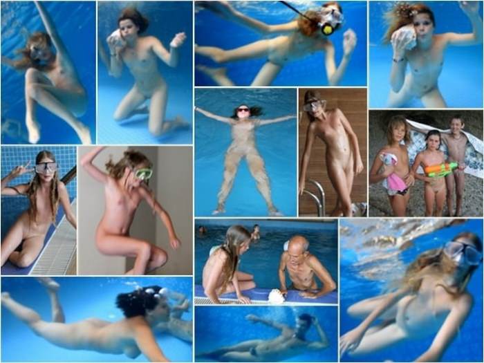 Beautiful young naked bodies nudists in the pool photo