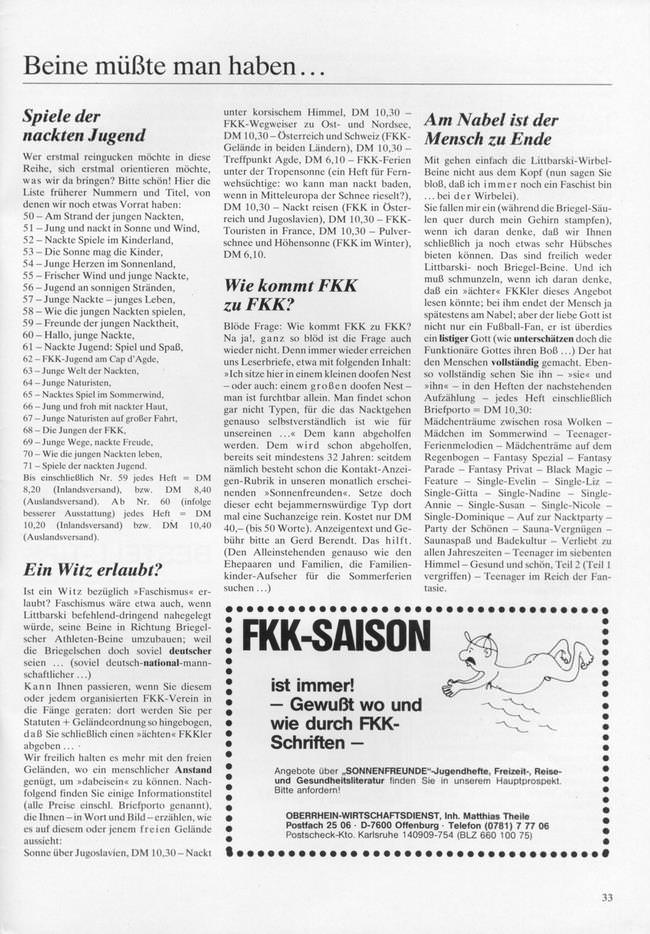 Sonnenfreunde Sonderheft FKK-Magazin mit Artikeln #71